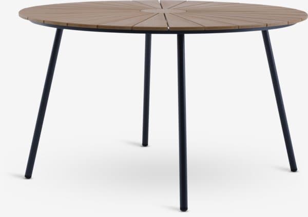 Table de jardin RANGSTRUP Ø130 naturel/noir chez JYSK