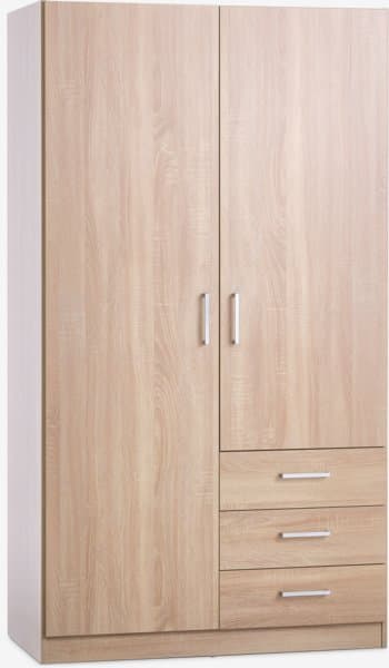 Armoire FANDRUP 97x176 2 portes 3 tiroirs coloris chêne c. chez JYSK