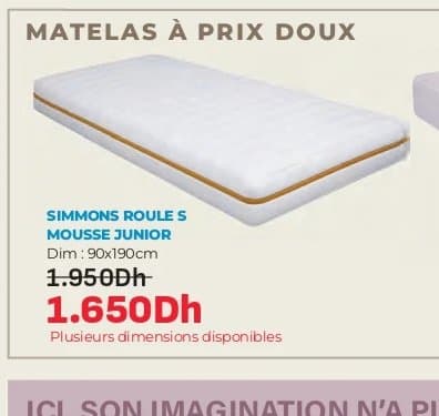 SIMMONS ROULE S MOUSSE JUNIOR chez Kitea