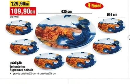 Set assiettes à gâteaux colorés (7 pièces) chez BIM
