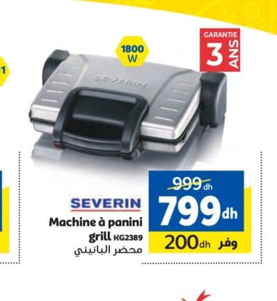 Machine à panini grill SEVERIN KG2389 chez Marjane