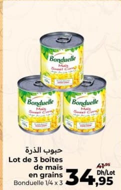 Lot de 3 boites de maïs en grains Bonduelle