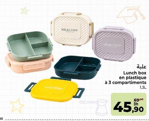 Lunch box en plastique à 3 compartiments