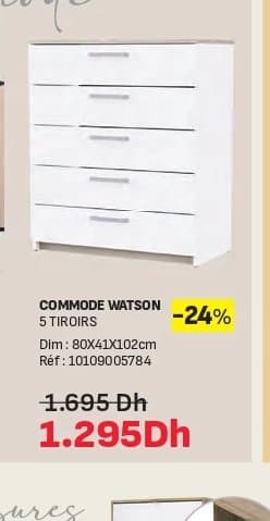 Commode 5 tiroirs Watson chez Kitea