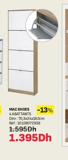 Meuble à chaussures 4 abattants Mac Shoes chez Kitea