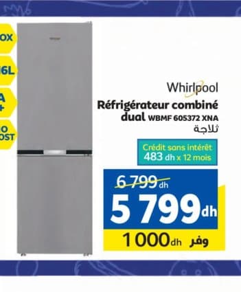 Pack Whirlpool Réfrigérateur WBMF 605372 XNA chez Marjane