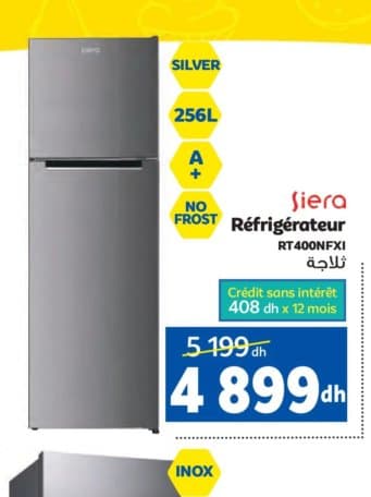 Réfrigérateur Siera RT400NFXI chez Marjane