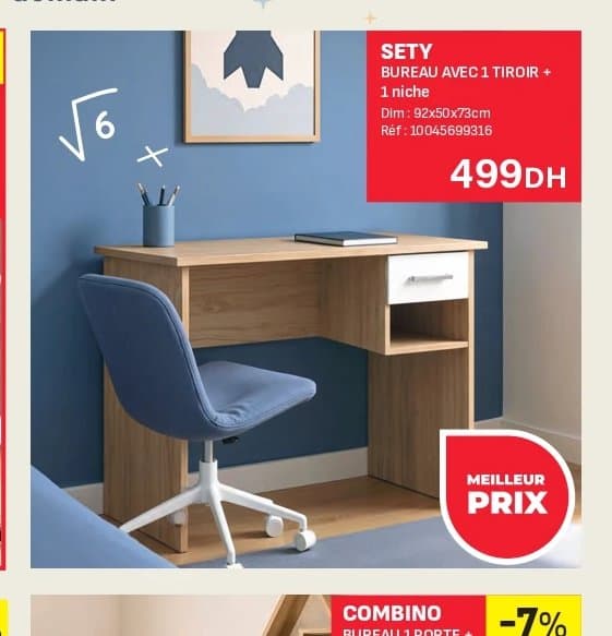 SETY BUREAU AVEC 1 TIROIR + 1 NICHE