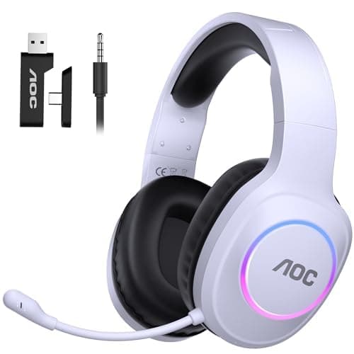 AOC Wireless Gaming Headset for PC, PS5, Bluetooth 5.4 & 2.4GHz Low Latency Gaming Headset with Mic, Noise Canceling, 7.1 Virtual... chez Amazon UK