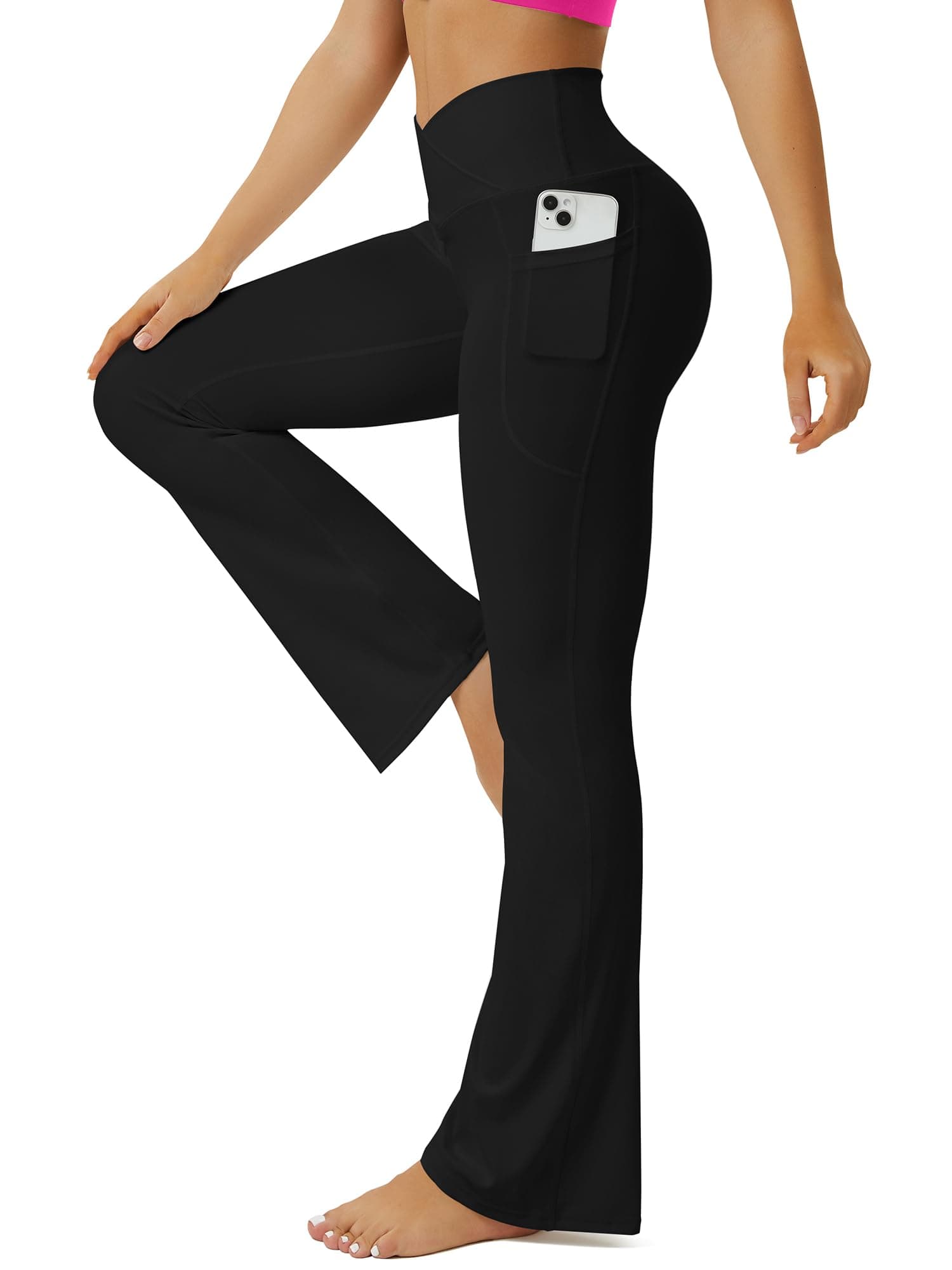 FOHOFO Yoga Pants Women, Flare Leggings for Women with Pockets Crossover High Waisted Bootcut Yoga Pants chez Amazon US