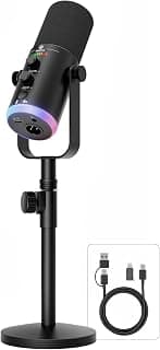 Podcast Microphone,USB/XLR Dynamic Mic,RGB Light,Mute‑Button,Stand,TX2 chez Amazon US