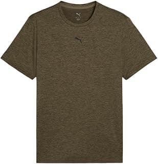PUMA Mens Train All Day Essentials Heather Cat Crew Neck Short Sleeve Casual Tops Casual - Green