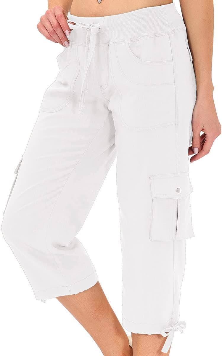 MoFiz Womens Capris with Pockets Loose Fit Casual Capri Pants Dressy Lightweight Ladies Baggy Cargo Pants for Hiking chez Amazon US