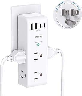 Surge Protector Outlet Extender Power Bar 6 AC with 4 USB Rotating Plug | 1800 Joules 3-Sided Power Strip with Spaced Smart Multi Plug... chez Amazon Canada
