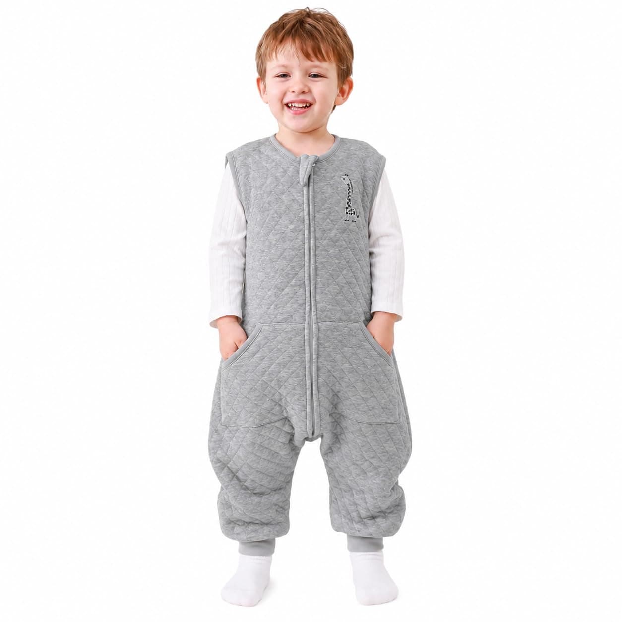 HOMEAL Toddler Sleep Sack with Legs, 1.0 TOG Wearable Blanket | Soft Cotton Baby Sleep Sack for Kids 2T–3T, Grey