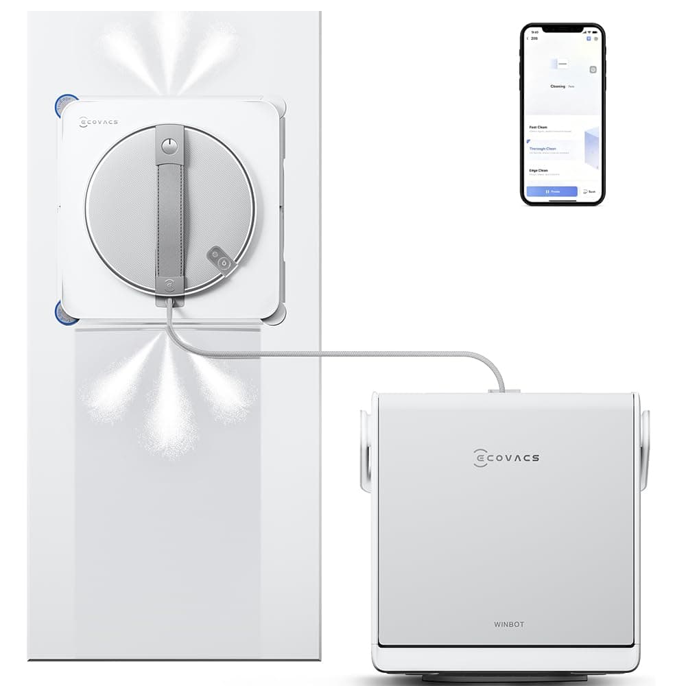 ECOVACS WINBOT W2S Omni Robot de nettoyage de vitres, avec station multifonction 6 en 1, précision TruEdge bord à bord, buses de pulvérisati chez Amazon Canada