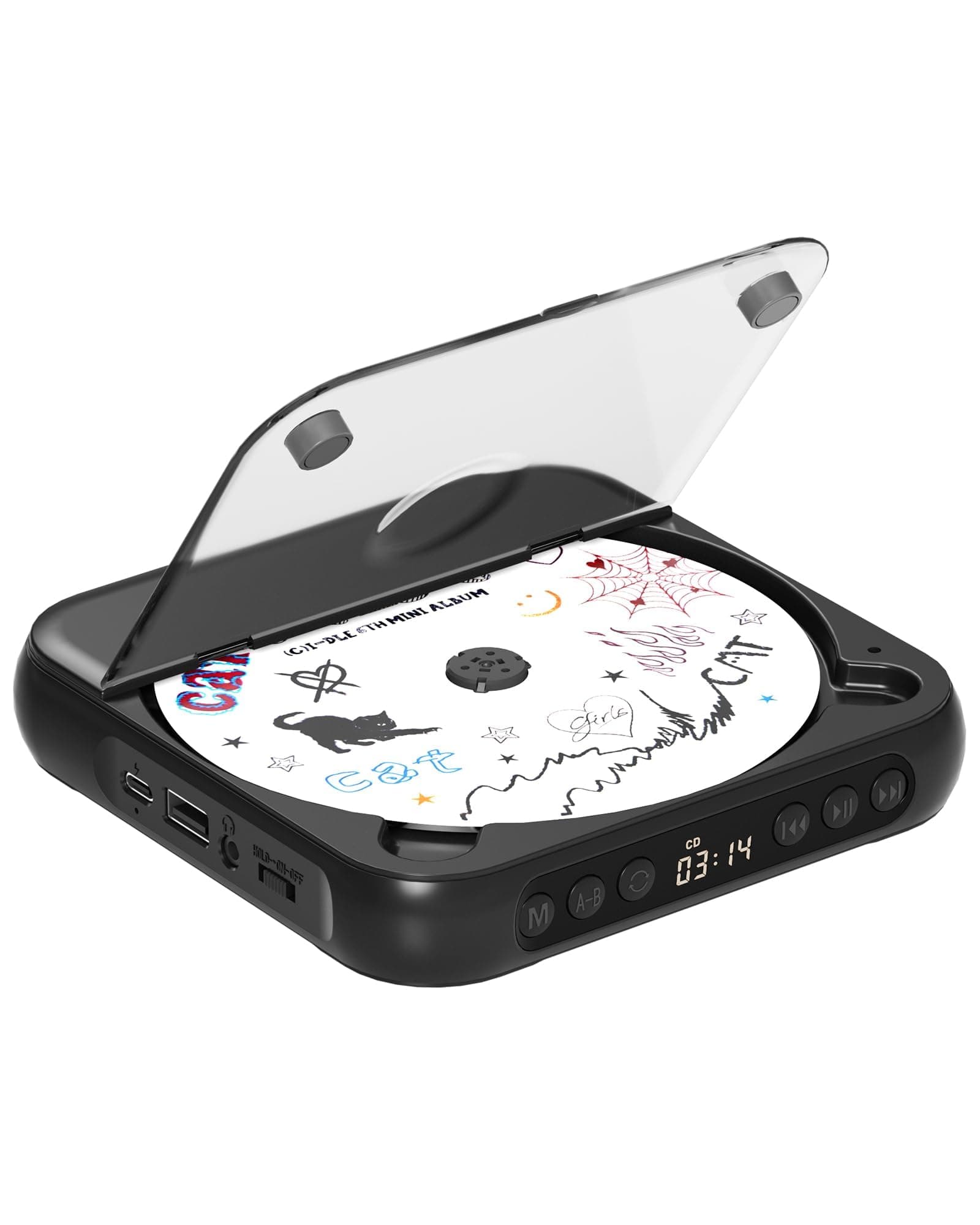 ENVYCLOUD CD Player Portable with Dual Stereo Speakers, Rechargeable Portable CD Player with Bluetooth for Home with Headphones,Black chez Amazon US