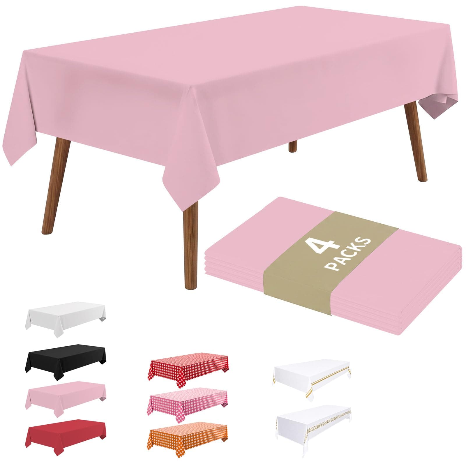 Goodluck 4pcs Plastic Tablecloth Disposable 54 x 108 Inch Rectangle, Pink | Table Covers for Party, Picnic and Wedding chez Amazon US