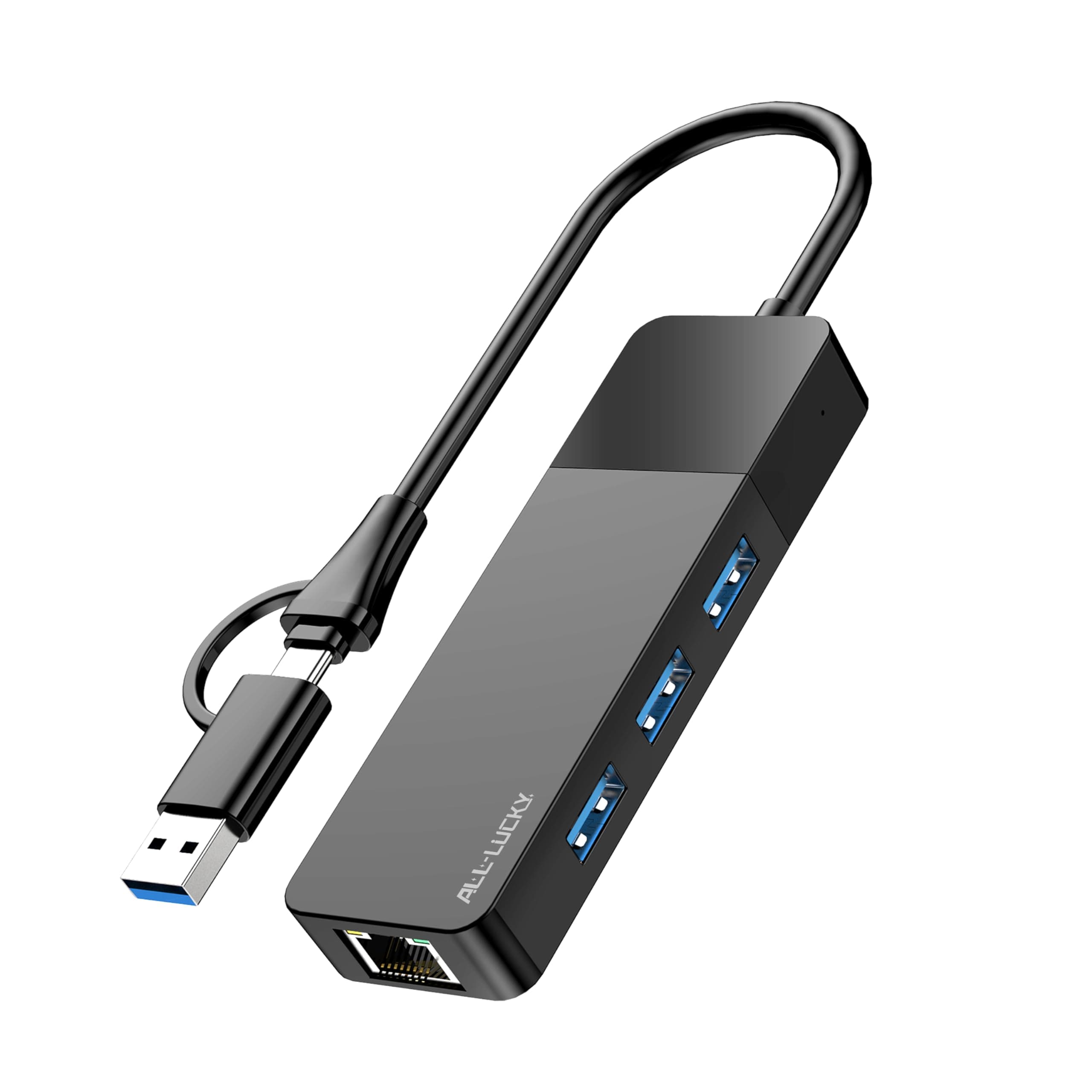 USB A/C to Ethernet Adapter, 3xUSB3.0 and 1000M RJ45 Network hub for laptop | Plug & play 4-in-1 chez Amazon US