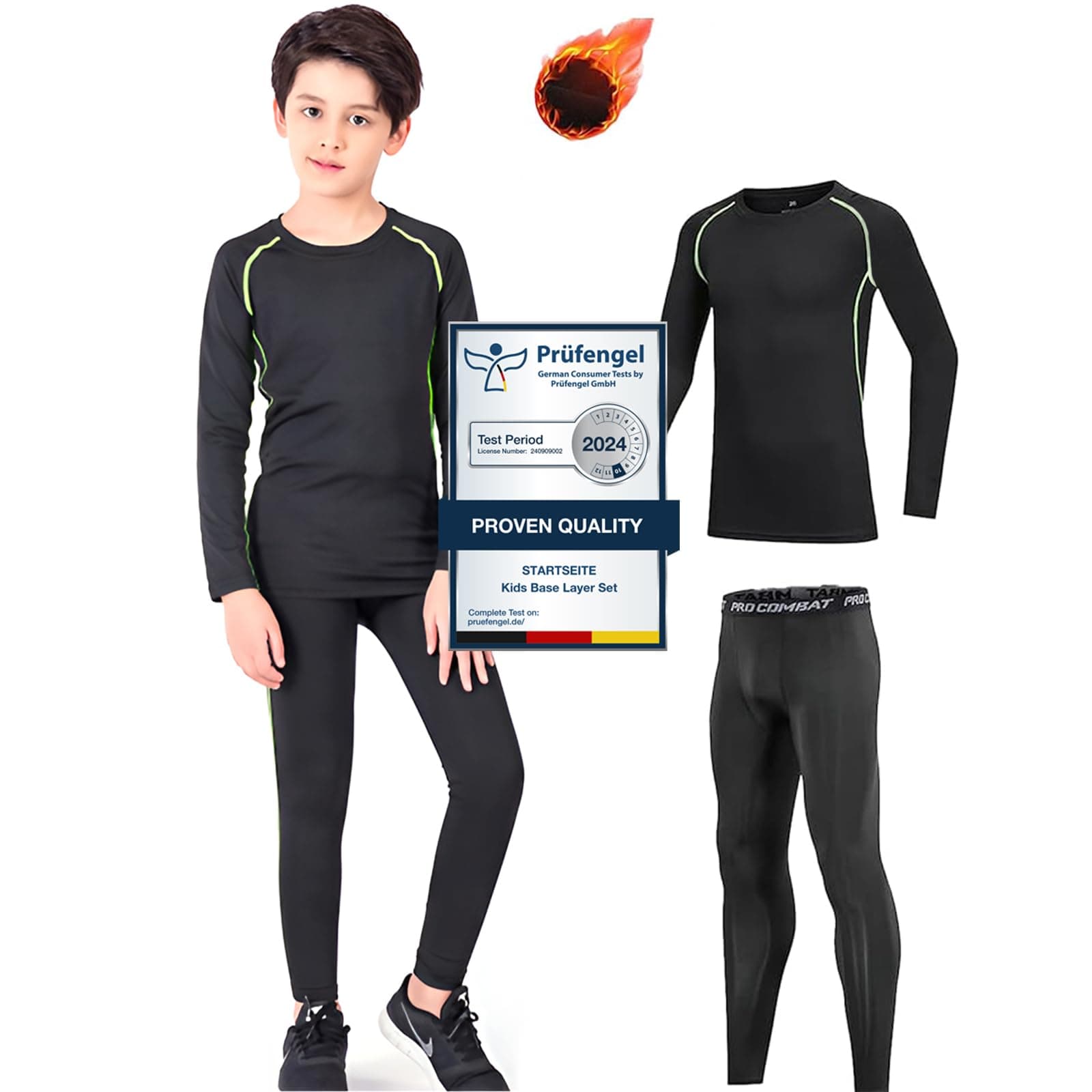 Startseite Kids Base Layer - Athletic Kids Thermal Long Sleeve Top and Leggings Compression Set for Sport Football Basketball Ski chez Amazon UK