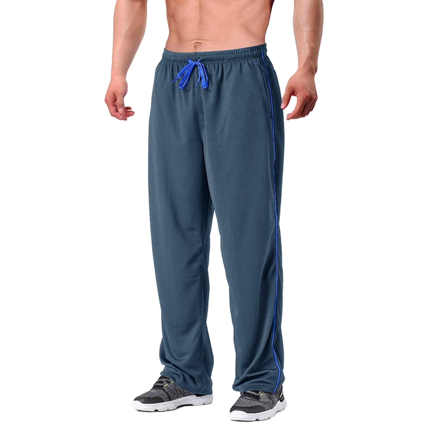 EKLENTSON Men's Tracksuit Bottoms Mesh Jogging Sweat Pants with Zipper Pockets Open Bottom Athletic Pants Loose Fit chez Amazon UK