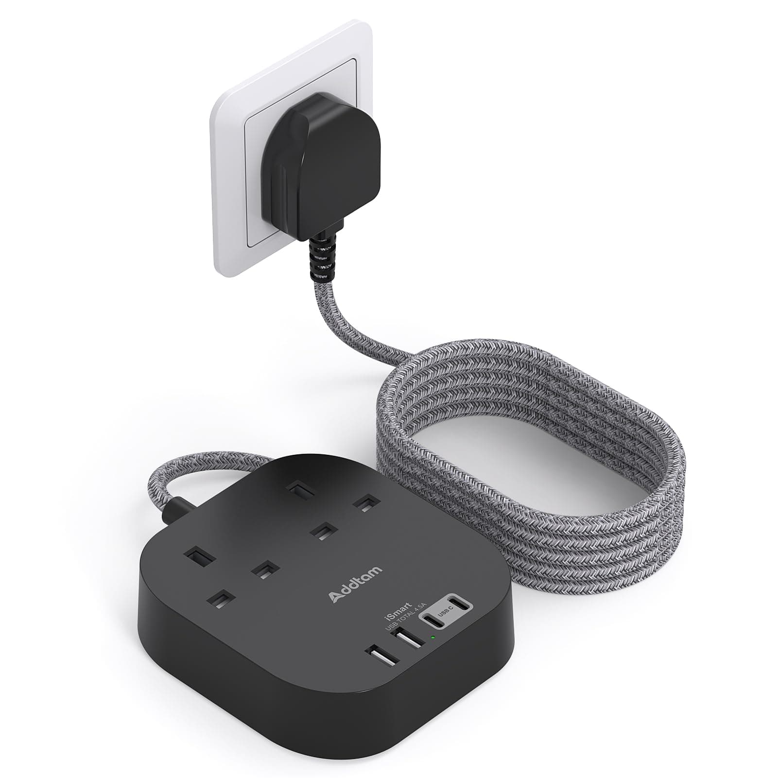 Extension Lead, Power Strips with 2 Way Outlets 4(4.5A, 2 Type C & 2 USB-A) | chez Amazon UK