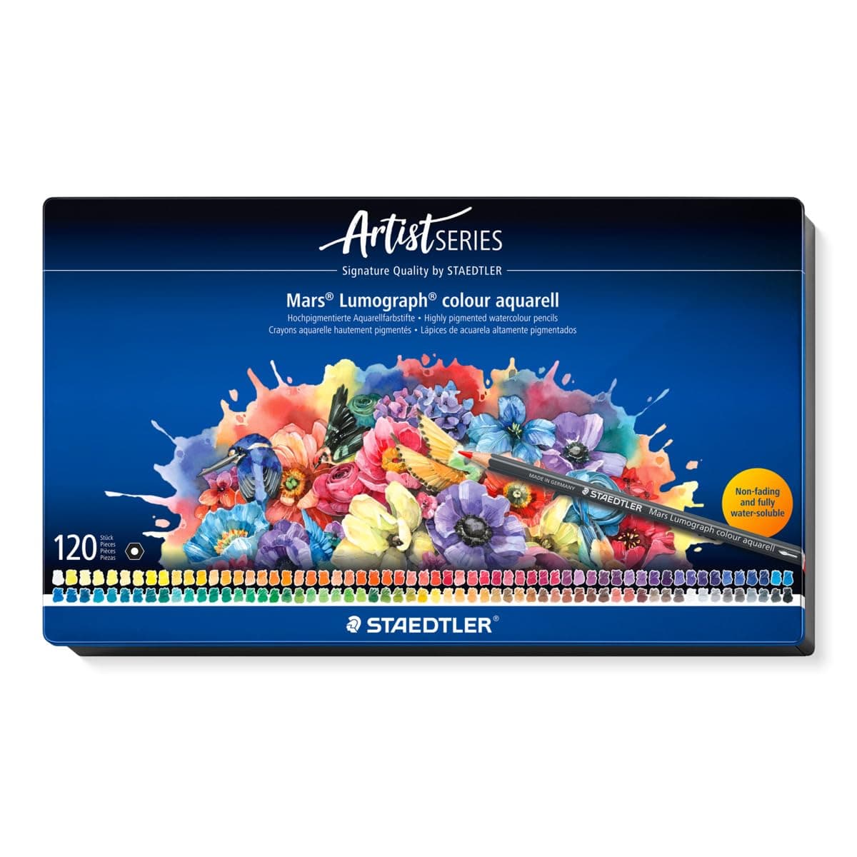 STAEDTLER Watercolour Pencil - 120 Assorted Colours - Mars Lumograph Colour Aquarell - Tin of 120, 104 M120 chez Amazon UK