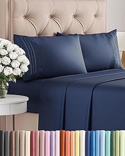 Utopia Bedding Full Size 4 Piece Sheet Set - Comfy Breathable & Cooling Sheets - Navy Bl chez Amazon Canada