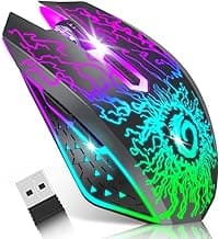 VersionTECH. Souris de jeu sans fil rechargeable avec lumières LED colorées, clic silencieux, 2,4 G, récepteur USB nano, 3 niveaux de... chez Amazon Canada