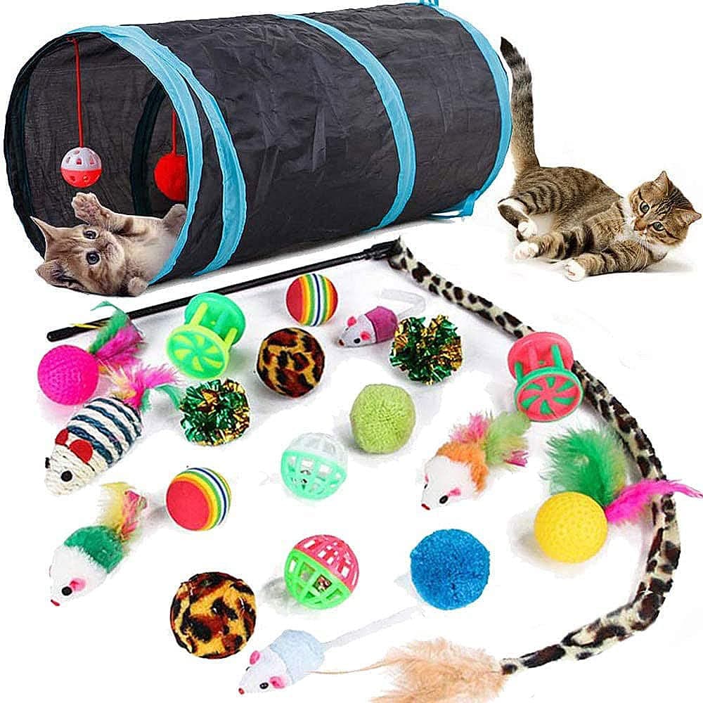 Speedy Panther 21 Pcs Cat Toys for Indoor Cats Collapsible Cat Tunnel Interactive Feather Teaser Wand Ball Toy for Kitten Cats chez Amazon UK