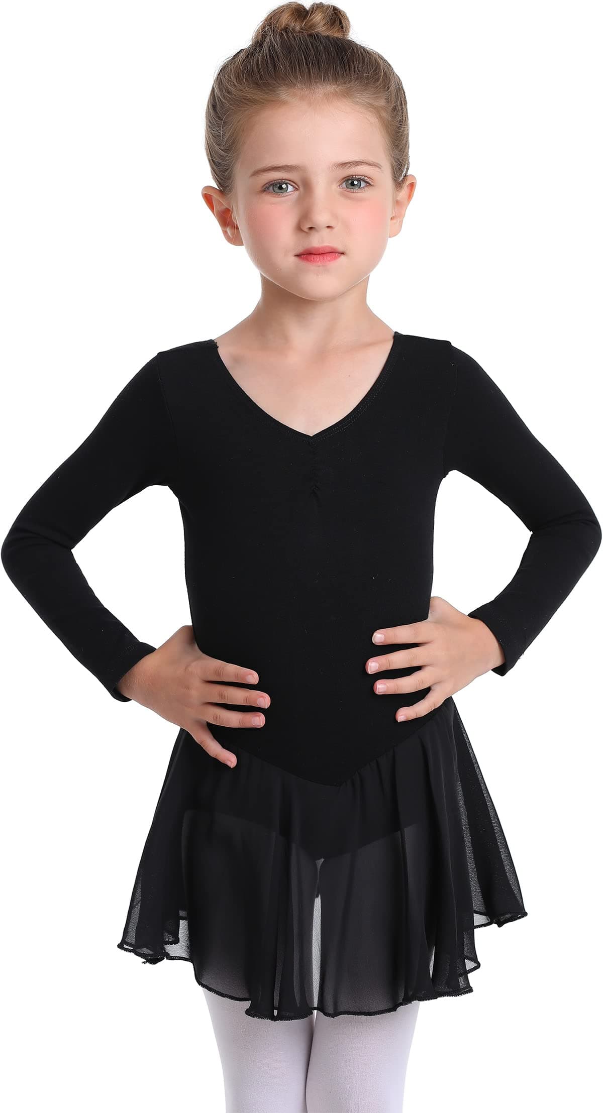 MdnMd Toddler Ballet Leotards for Girls Dance Leotards with Skirt Gymnastic Ballerina Outfit Dress Classic Short Sleeve