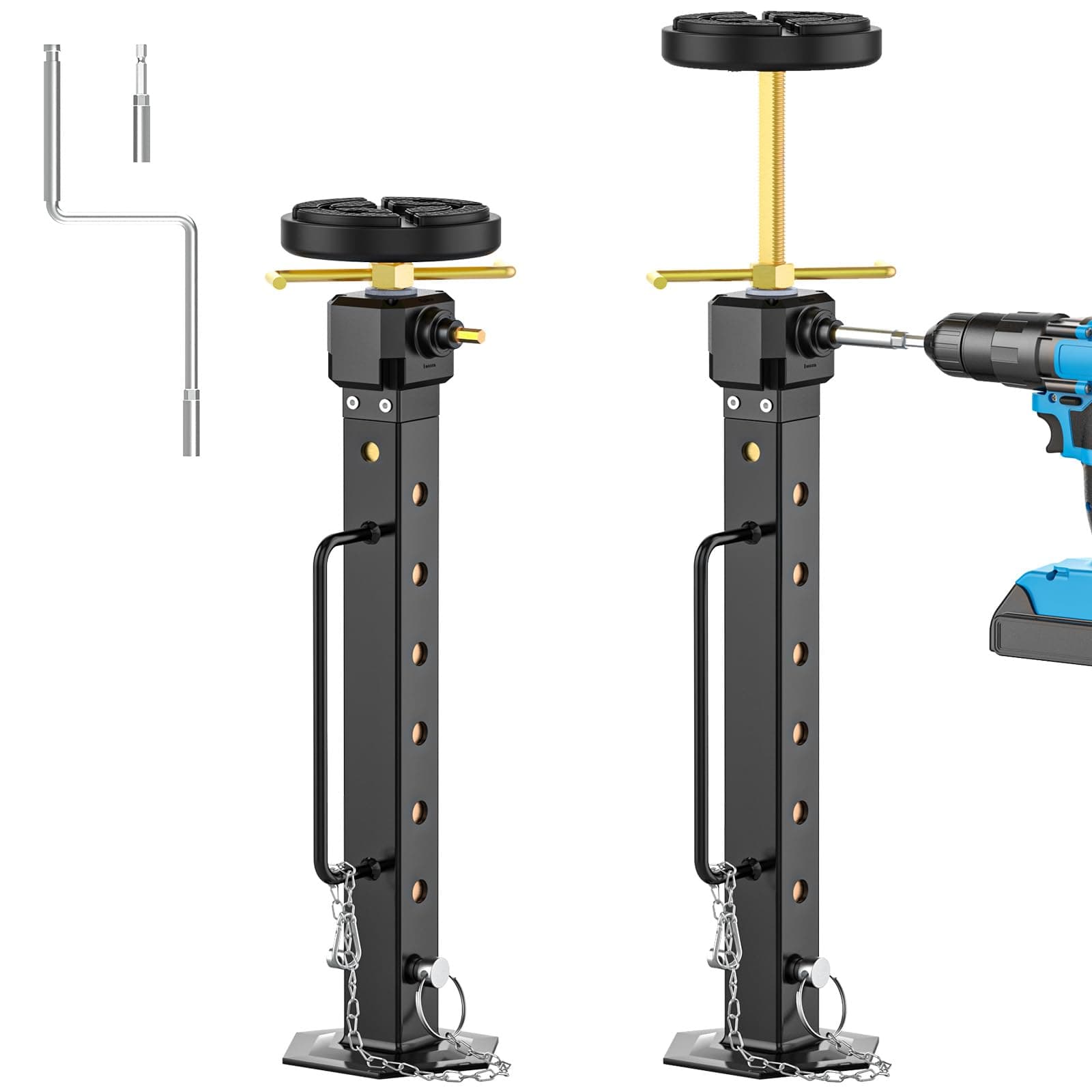 RV Slide Out Support Jacks Adjusted from 17"-37" for 5th Wheel Stabilizer | Camper Stabilizer Jacks with Rubber Pad for chez Amazon US