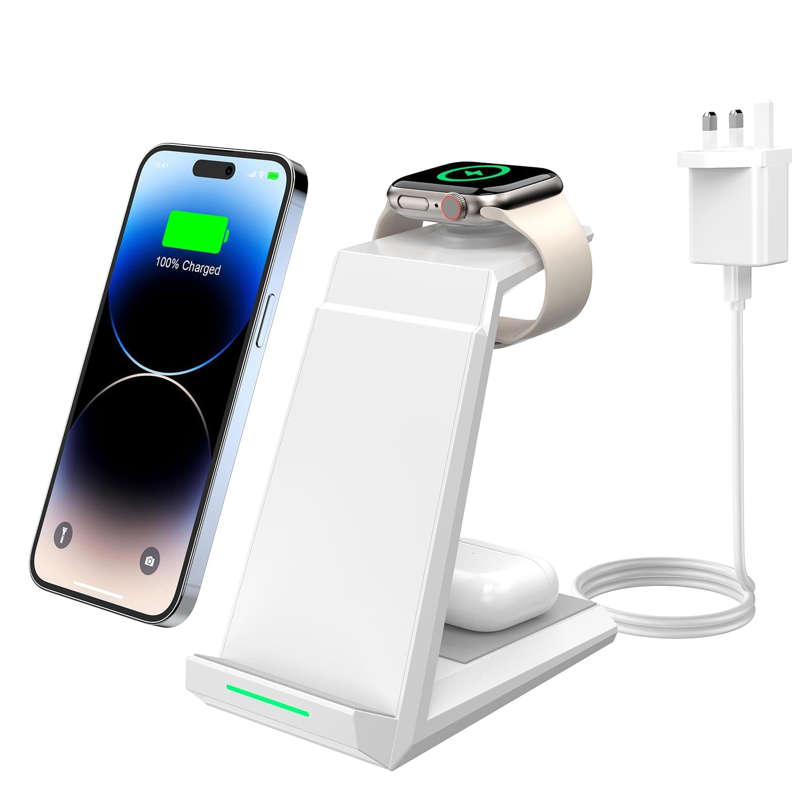 Wireless Charger 3 in 1, ADADPU 15W Fast Charging Station for Apple Devices | Charger Stand for Multiple Devices iPhone... chez Amazon UK