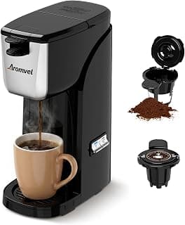 2-in-1 Single Serve Coffee Maker, K Cup & Ground, 6-14 oz, Silver chez Amazon US