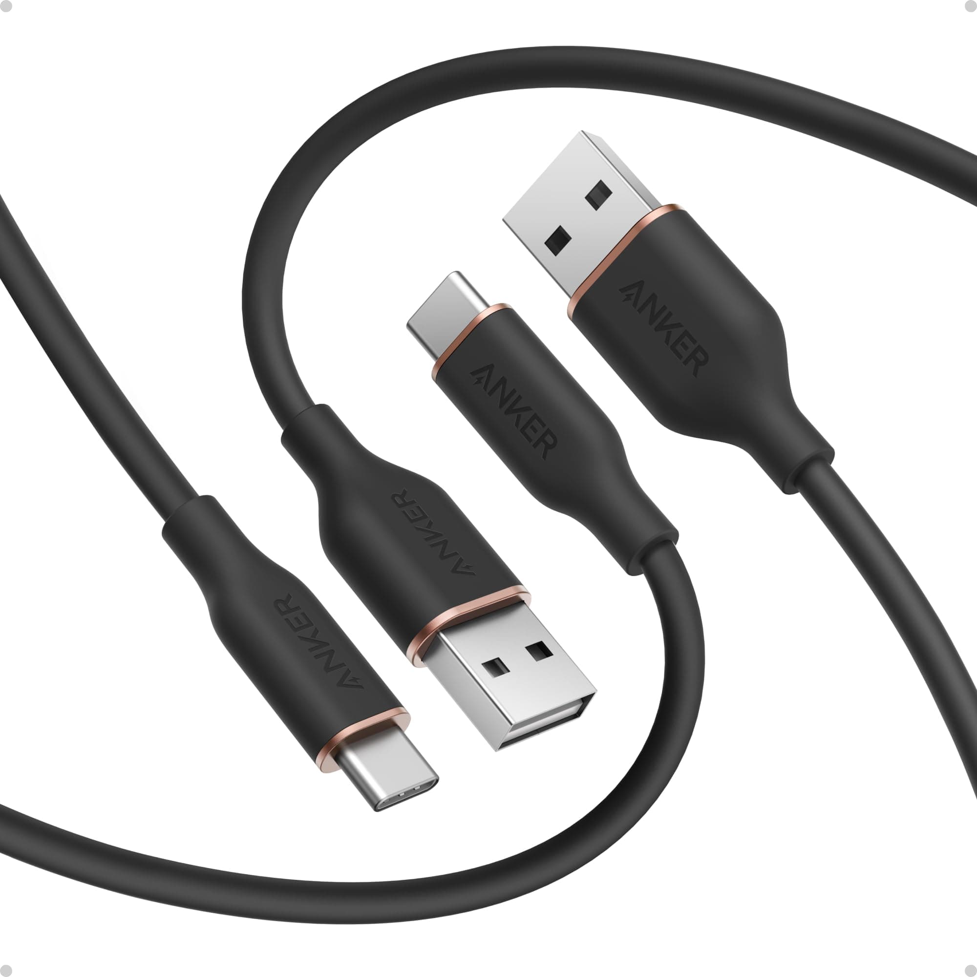Anker USB A to USB C Cord, Flow Cord, USB to USB C Cable (2Pack,6FT,Black) | Fast Charging for iPhone 17 / 16 Series, and More chez Amazon US