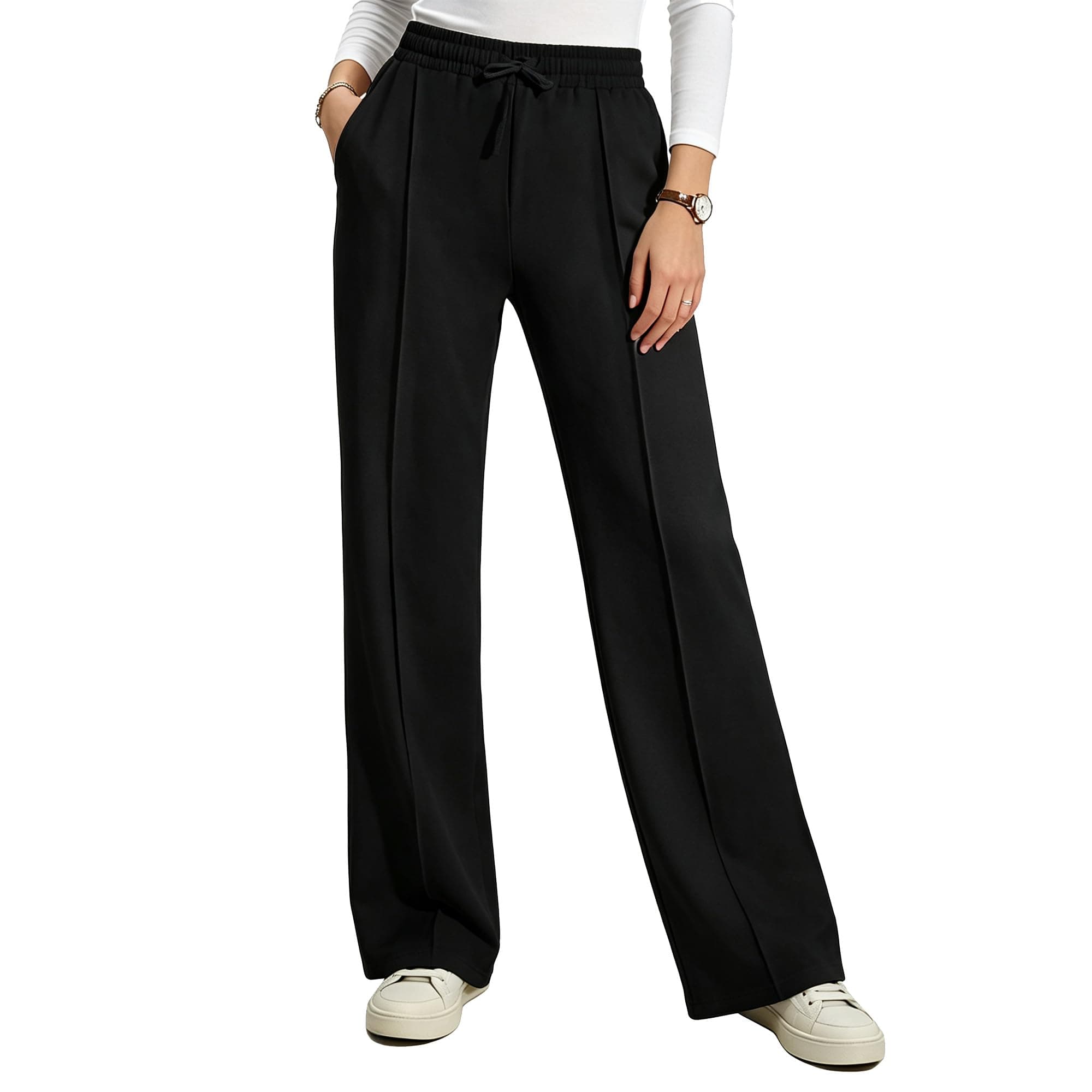 Women Wide Leg Sweatpants Baggy Palazzo Yoga Pants French Terry Lounge Pants with Pockets chez Amazon US