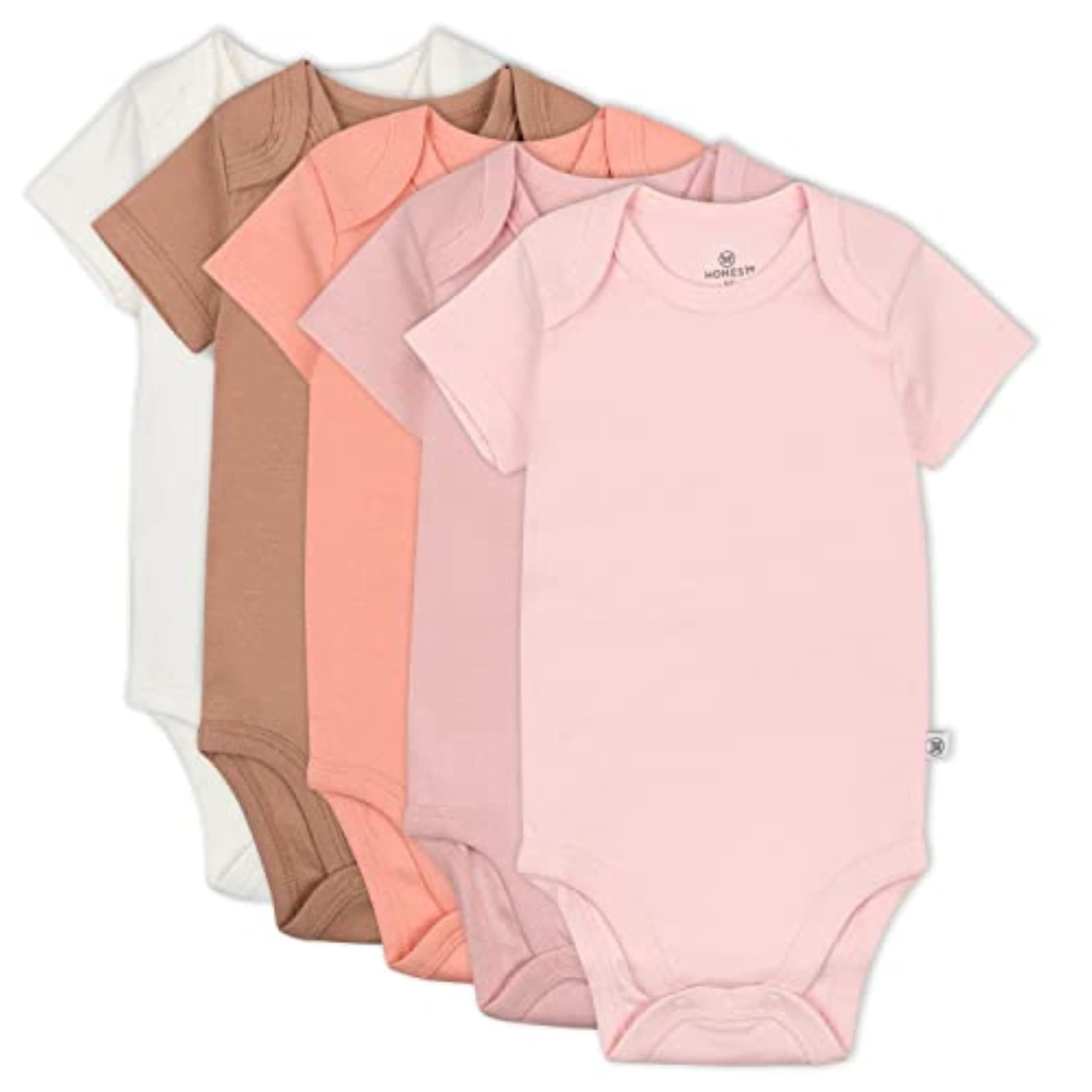 HonestBaby baby-girls 5-pack Short Sleeve Bodysuits One-piece 100% Organic Cotton for Infant Baby Girls chez Amazon US