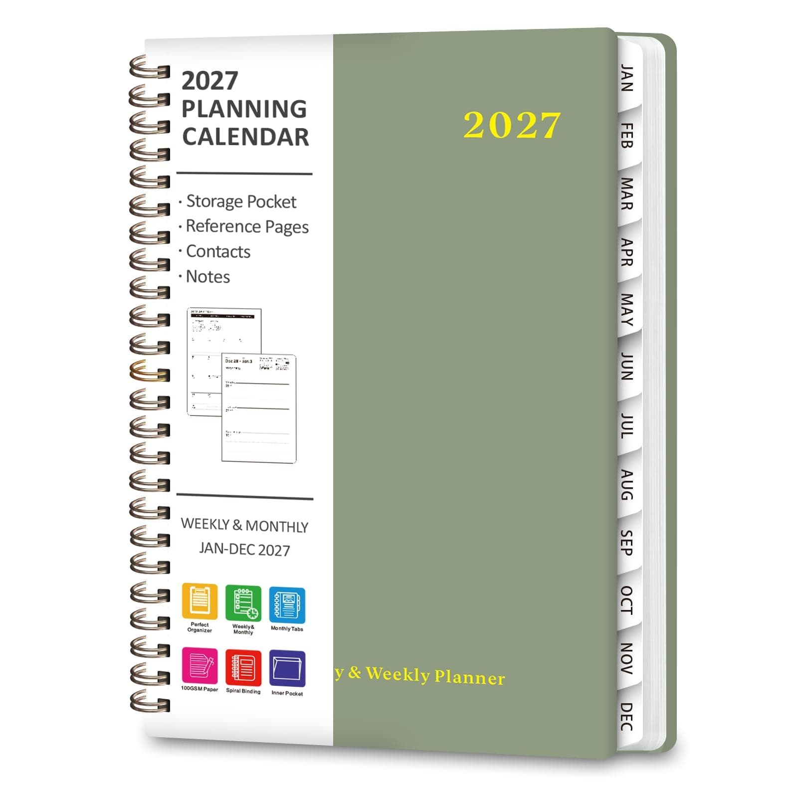 2027 Planner, Weekly and Monthly Calendar Planner Book, A5(6.3'' x 8.5'') | January chez Amazon US