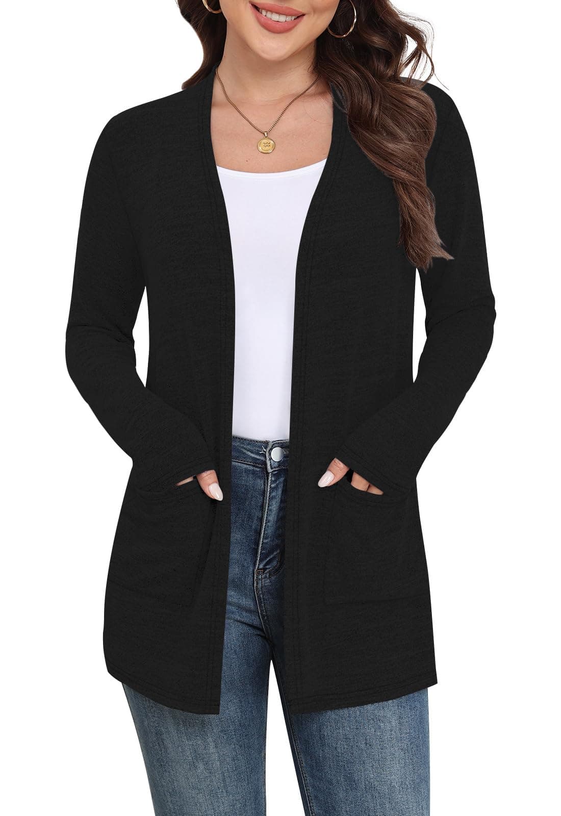 Yincro Women Lightweight Cardigan Long Sleeve Open Front with Pockets S-3XL | Casual Fall Sweater Cardigans for Women chez Amazon US