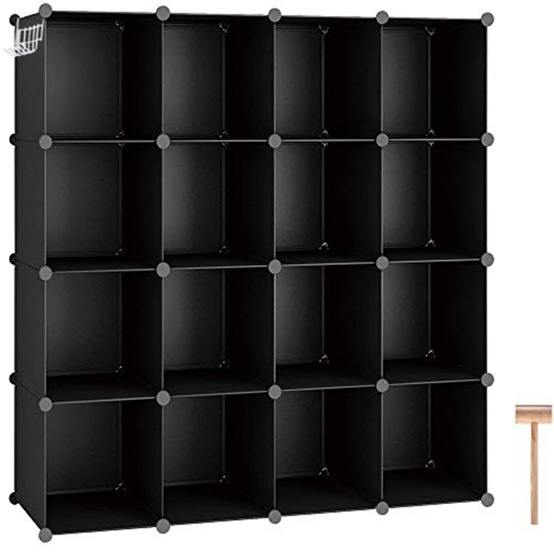 C&AHOME 16 Cube Storage Organizer Cube Shelves Units Storage Cubes, Black | Plastic DIY Closet Organizer, Stackble Modular Closet... chez Amazon US