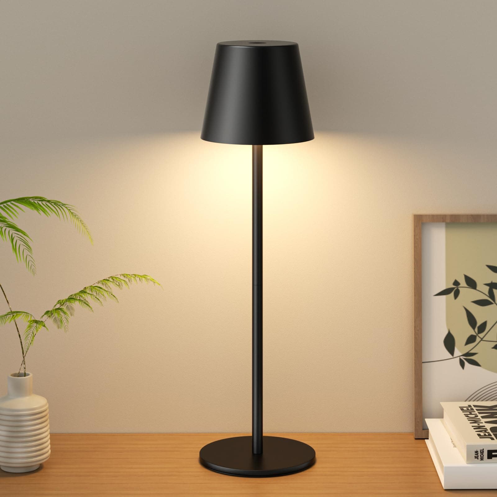 Rechargeable Lamp, Black Touch Lamp, Cordless Lamp with Stepless Dimming | chez Amazon UK