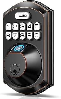 TEEHO TE002 Fingerprint Deadbolt with Keypad for Front Door, Bronze chez Amazon US