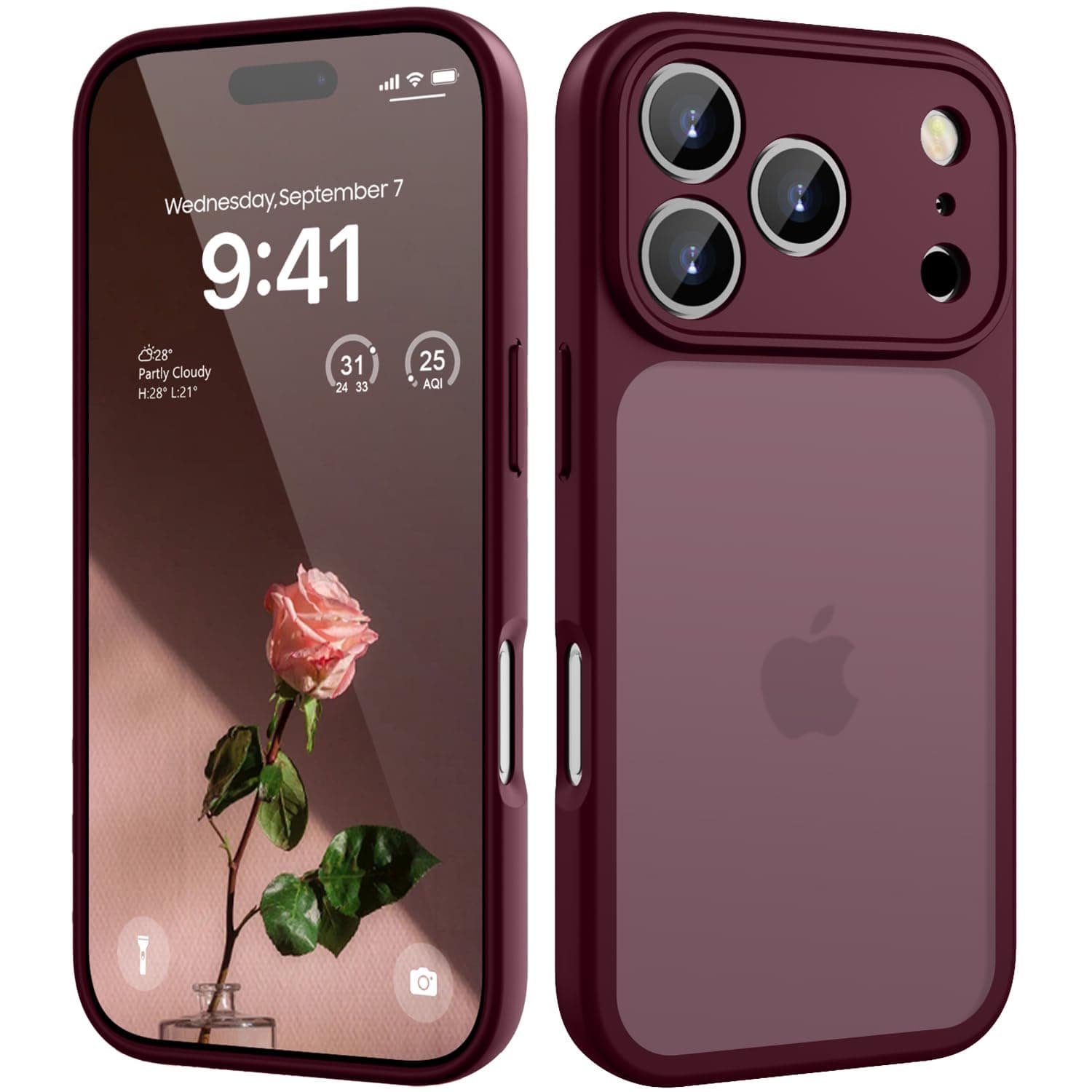 KPPIT for iPhone 17 Pro case,Wine Red | [Shockproof Military Grade Drop Protection] [Frosted Translucent] chez Amazon UK