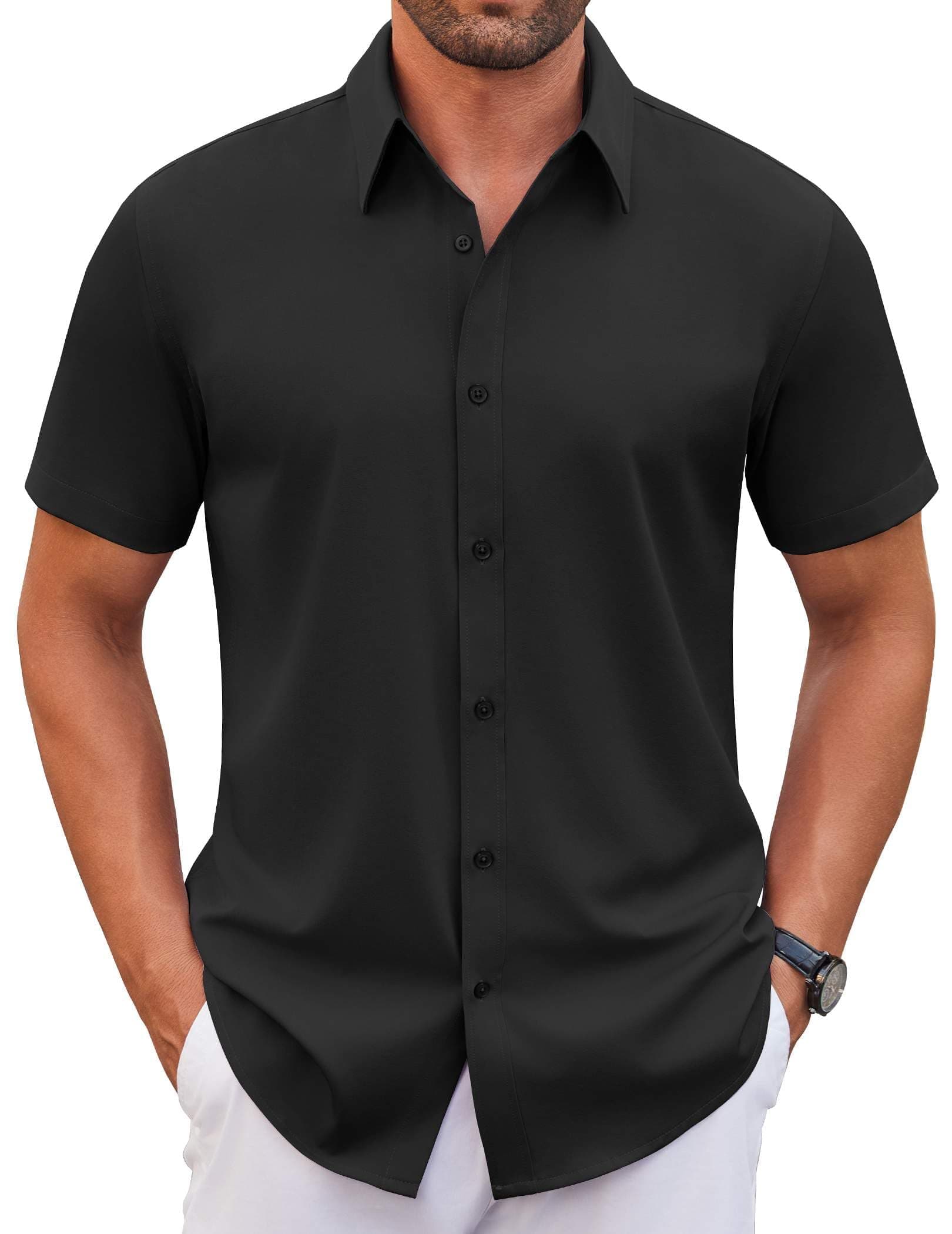 COOFANDY Men's Stretch Dress Shirts Short Sleeve Wrinkle Free Casual Button Down Shirts chez Amazon US
