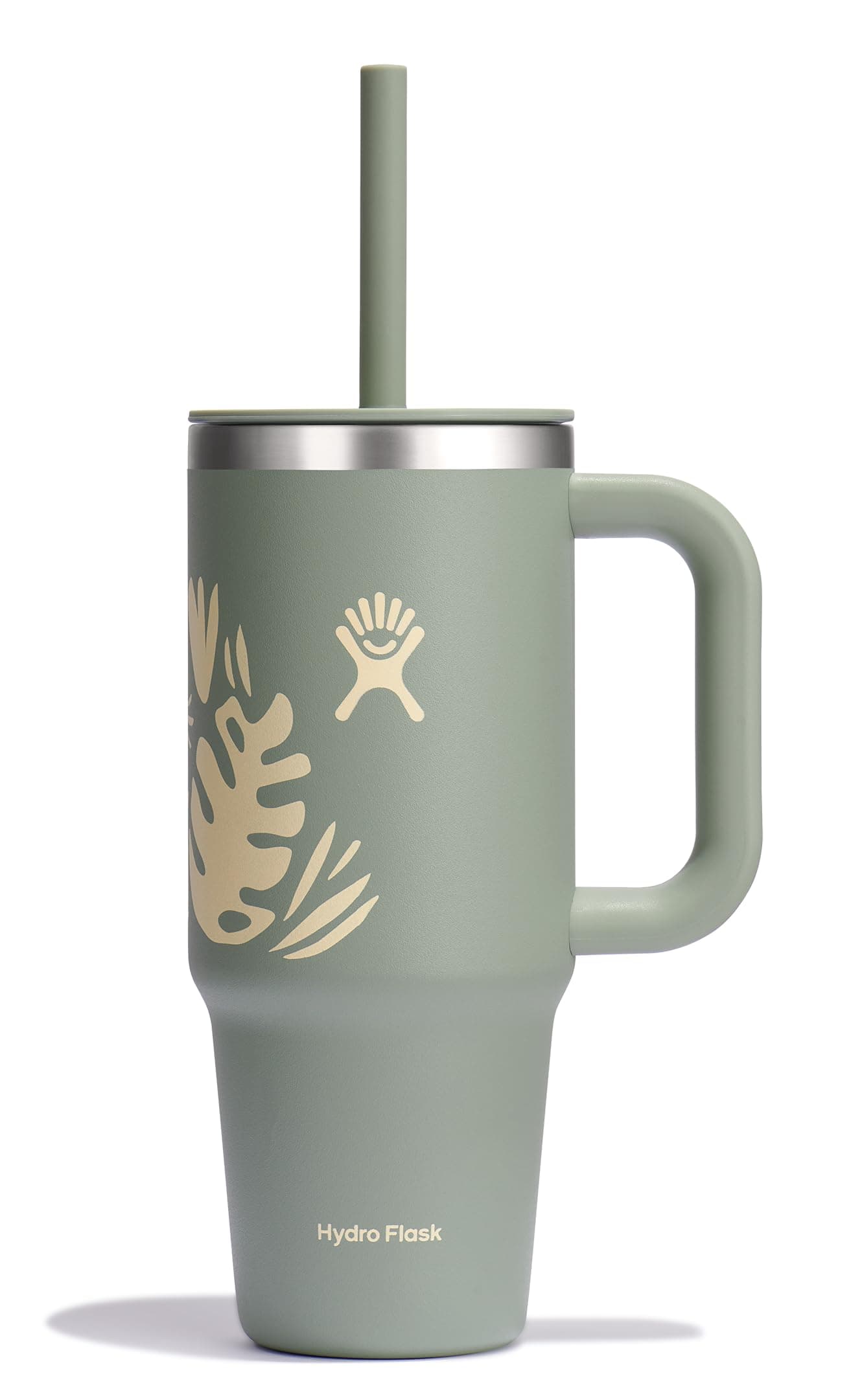 Hydro Flask 24 Oz Travel Tumbler with Handle, Lid and Straw - Insulated Stainless Steel in 24 Oz Botanical Bliss Green chez Amazon US