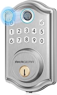 AkaGear DS10 Keyless Entry Door Lock with Fingerprint, Satin Nickel chez Amazon US