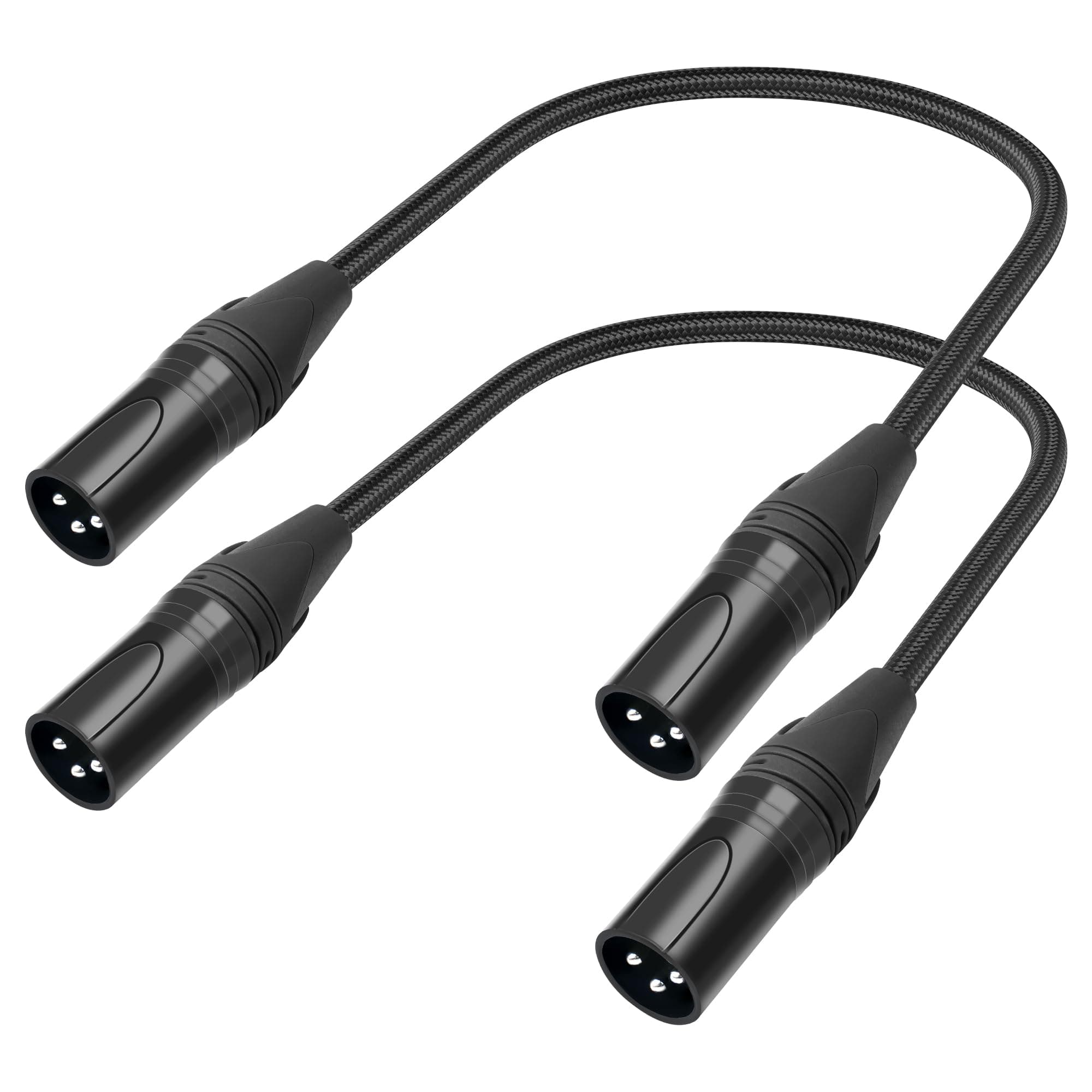Kinweistex XLR Male to Male Microphone Cable 3 Pin Short XLR Cable 1 FT (30cm) for Microphone DMX Speaker 2PCS