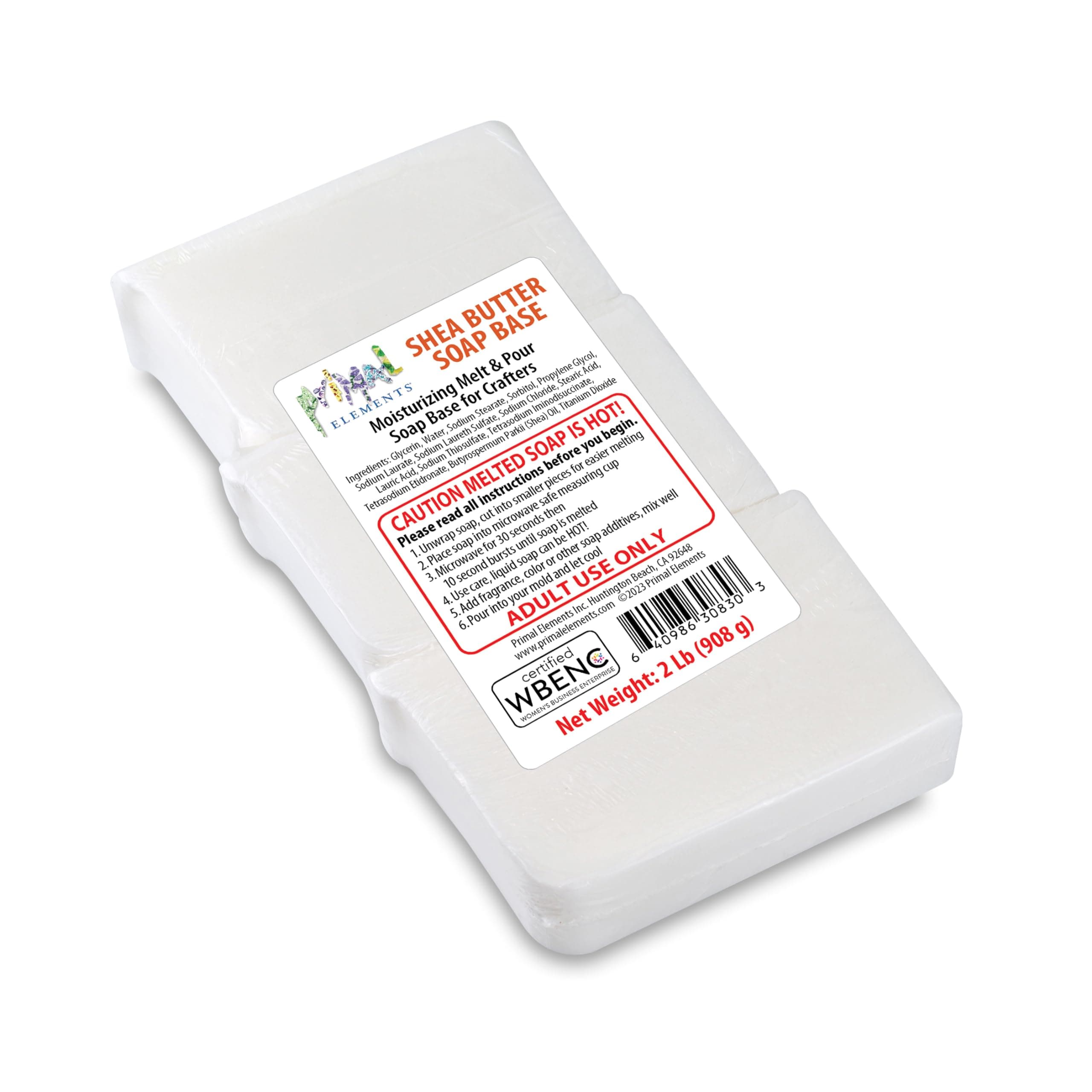 Primal Elements Shea Butter - Moisturizing Melt and Pour Glycerin Soap Base for Crafting and Soap Making, Easy to Cut - 2 Pound chez Amazon US