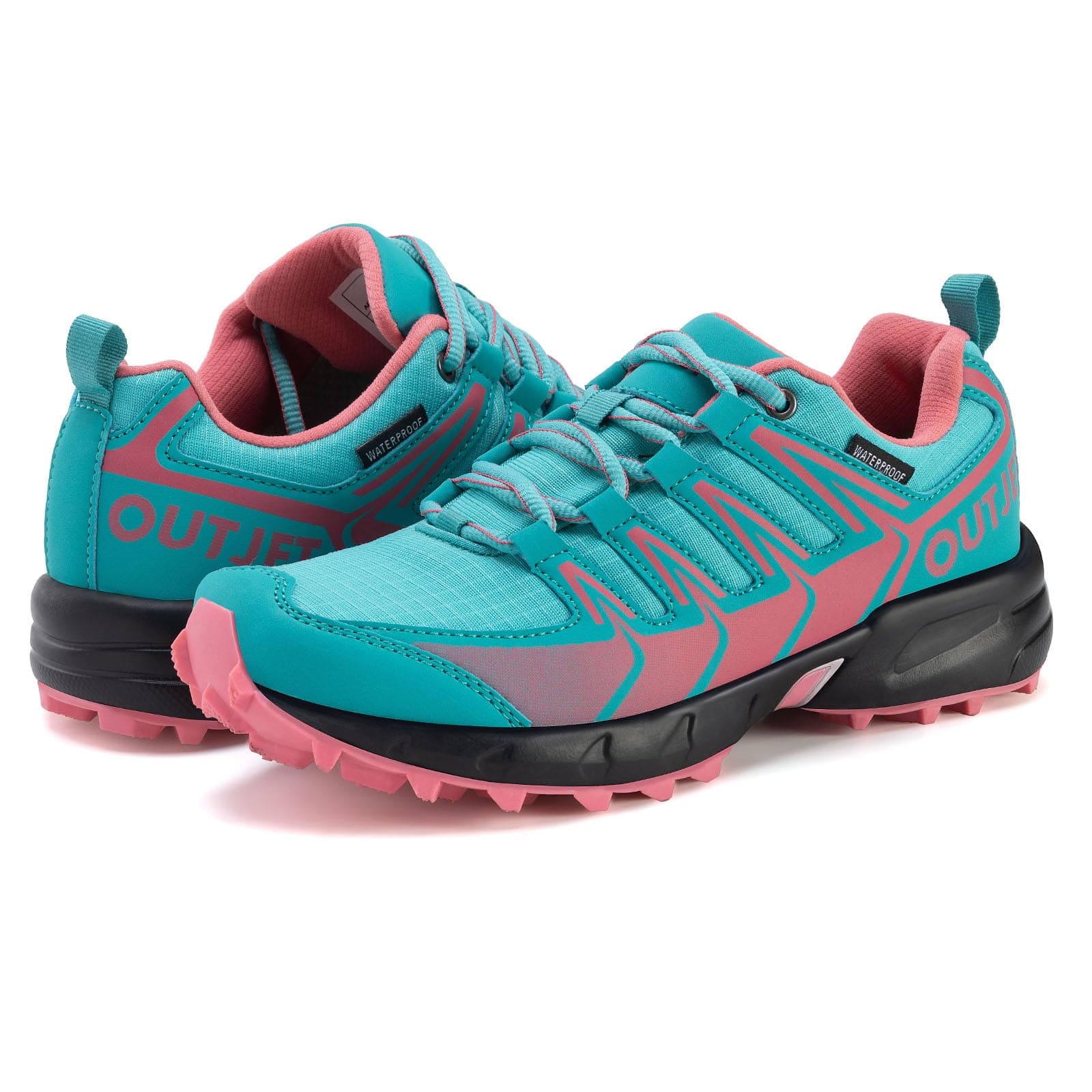 OUTJET Women's Waterproof Hiking Shoes Lightweight | Comfortable Non-Slip Cushioned Trails Walking Shoes Outdoor Travel Sneakers