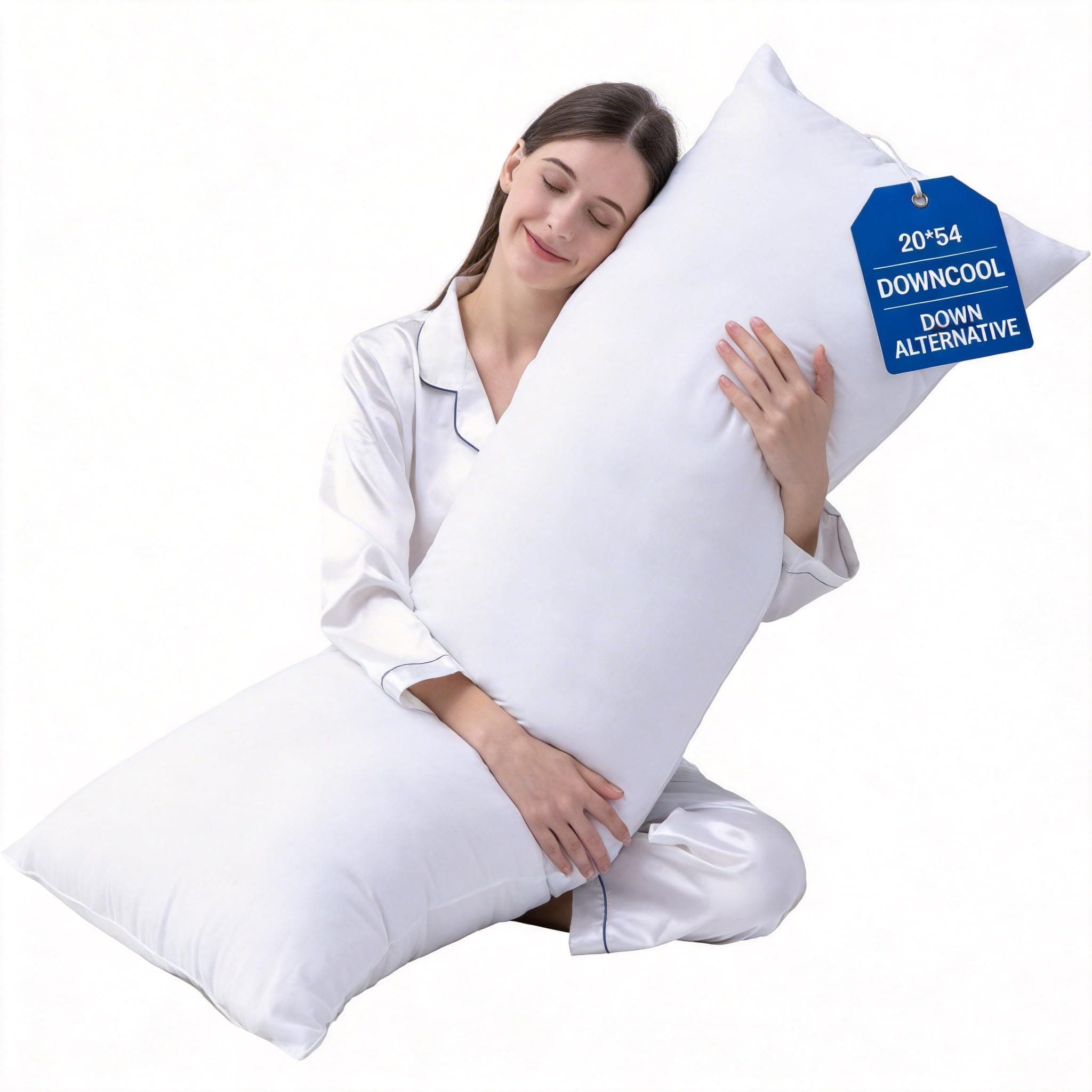 DOWNCOOL Large Body Pillow Insert- Breathable Full Body Pillow for Side Sleeper - Soft Long Bed Pillow for Adults - 20 x 54 inch (White) chez Amazon US